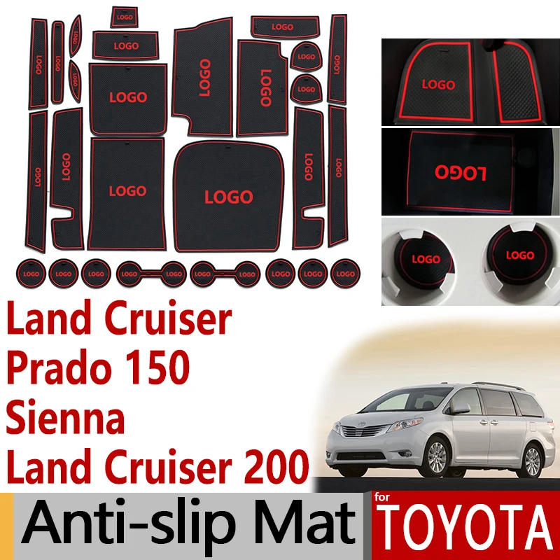 

Anti-Slip Rubber Gate Slot Cup Mat for Toyota Land Cruiser Prado 150 J150 LC150 200 J200 LC200 V8 Sienna XL30 30 Accessories