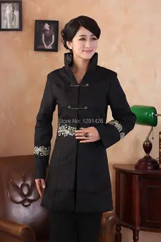 

Free Shipping Autumn Winter Chinese Tradition Women's Cotton Embroider Flower X-Long Jacket Coat Warm M L XL XXL 3XL 4XL 2255