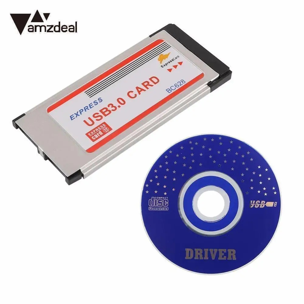 AMZDEAL супер-Speed Express Card ExpressCard 34 мм двойной устройство работающее от прикуривателя с 2 портами USB 3,0 Карты BC628 для ноутбука