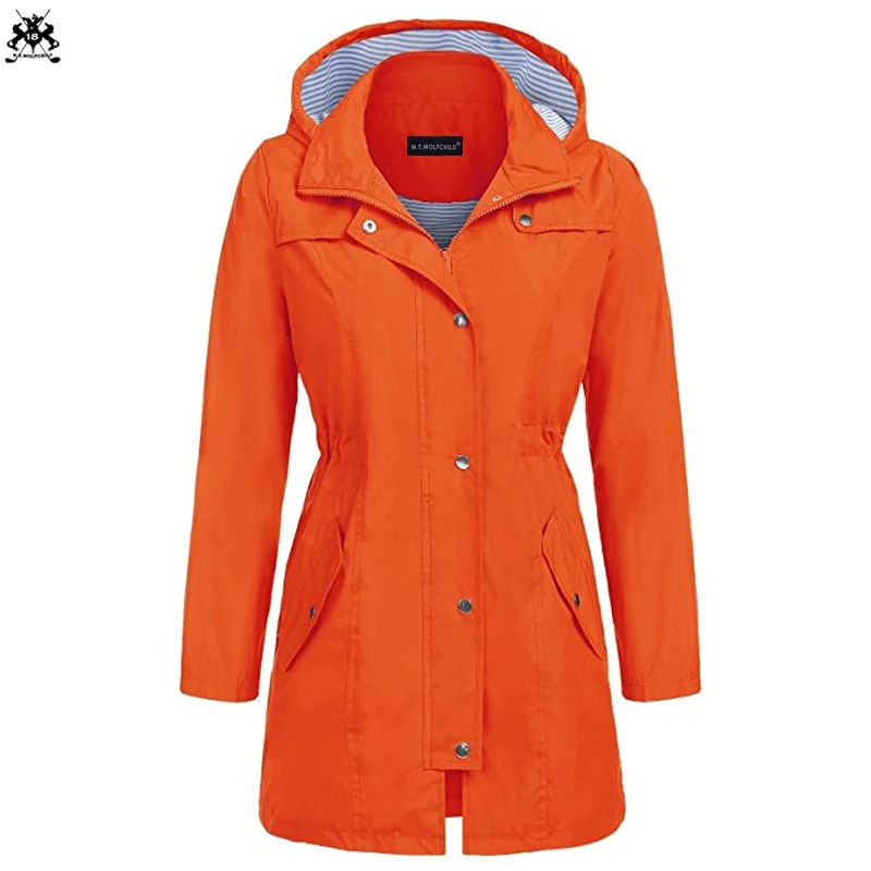 

Free shipping 2018 Autumn Fashion New Womens New waterproof Coats Medium Long Casual Hooded Coats Female Slim Trench outerwear