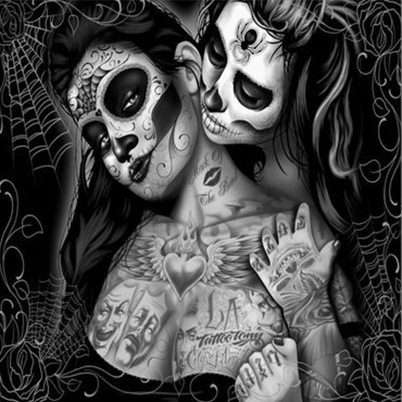 It is an image of Sweet Black And White Sugar Skull Drawing It is a photo of Sweet Black And White Sugar Skull Drawing