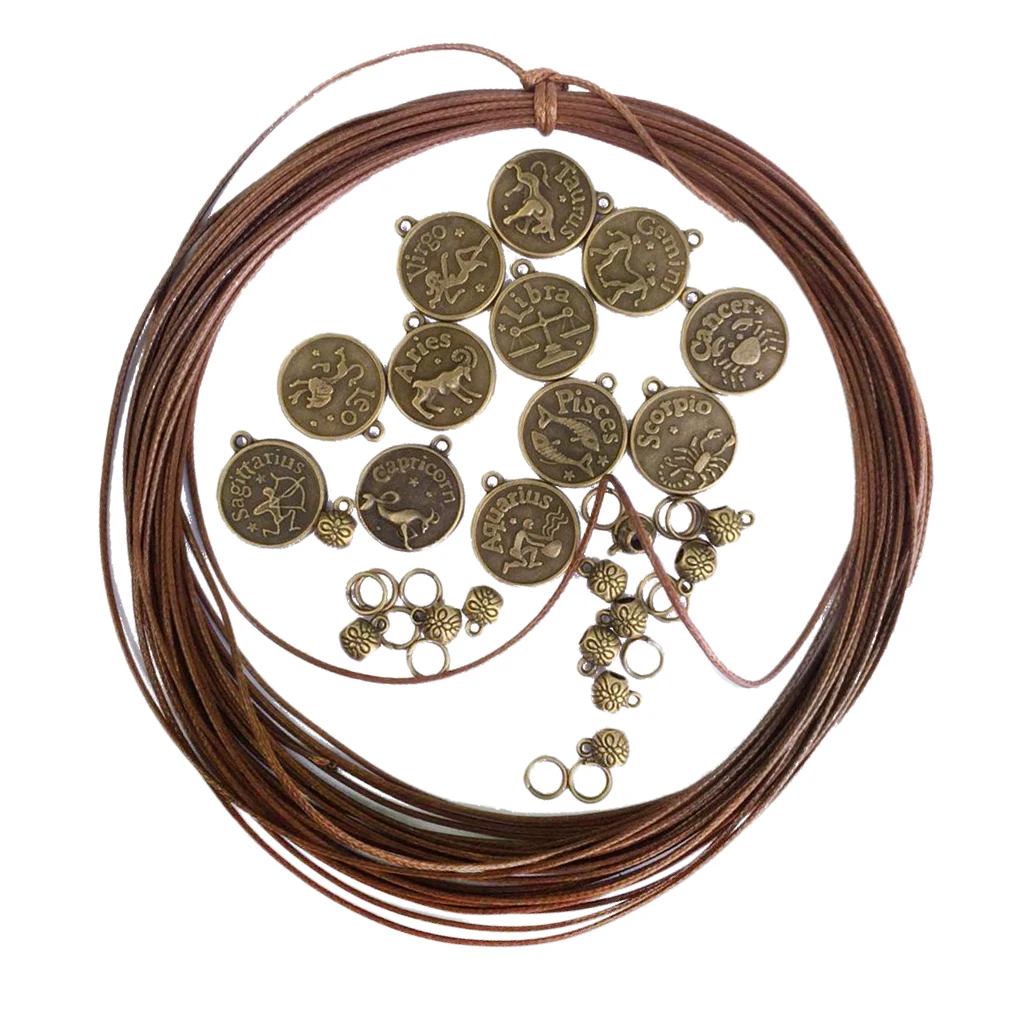 1 Set Pendants Beads Cord Charms Material For DIY 12pcs Constellation Bracelet Bangle Supplies