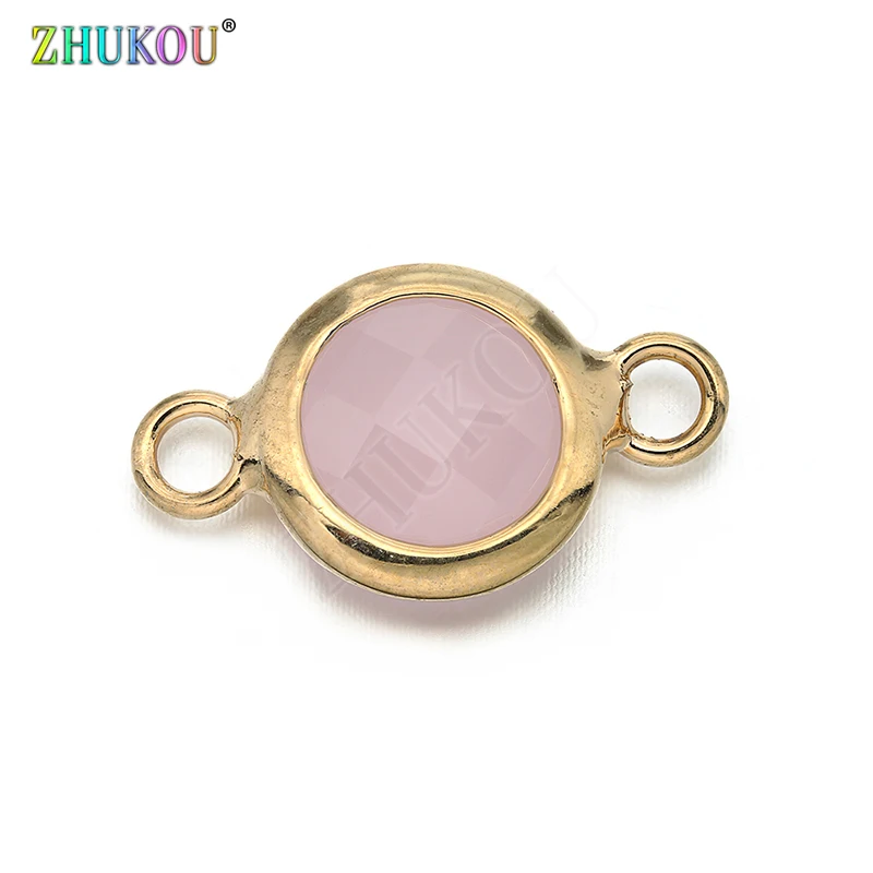 

11mm Brass Cubic Zirconia Round Charms Connectors DIY Jewelry Findings Accessories, Hole: 2.3mm, Model: VS283C