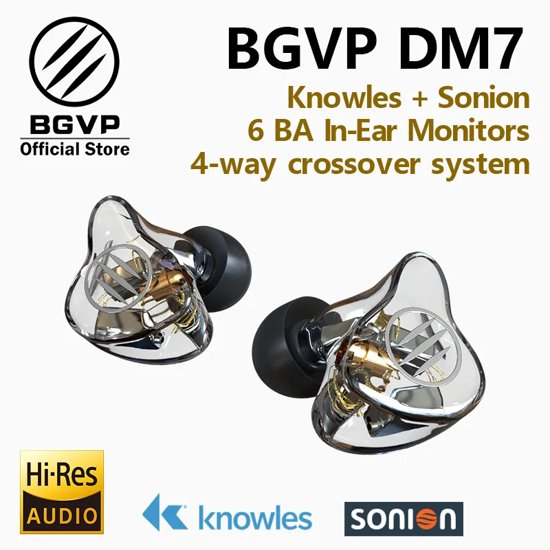 

BGVP DM7 6 BA In Ear Monitors HIFI earphone New 2019 Customize IEM knowles sonion drivers with gift a headset with two cable