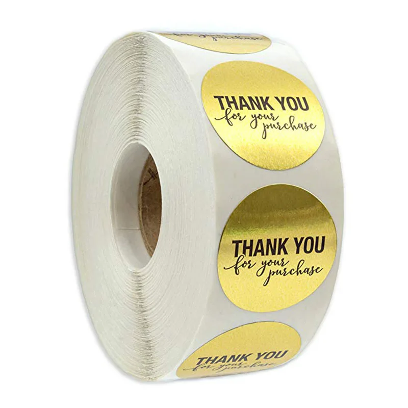 

Round Gold "THANK YOU for your purchase" Stickers seal labels 500 Labels stickers scrapbooking for Package stationery sticker