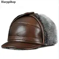 The elderly Lei Feng hat men's winter thick warm ear Leather Hat Cap old cow
