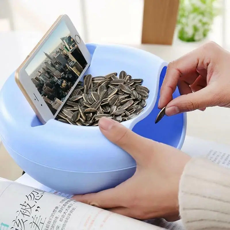 

Convenience Plastic Double Layer Dry Fruit Containers Snacks Seeds Storage Box Garbage Holder Plate Dish Organizer