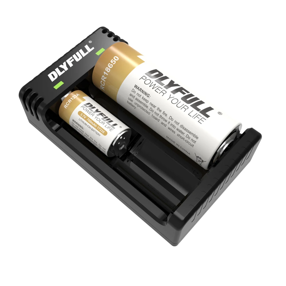 Зарядное устройство Dlyfull с 2 отсеками USB для аккумуляторов 18650 26650 22650 21700 rcr123a 18350 10440