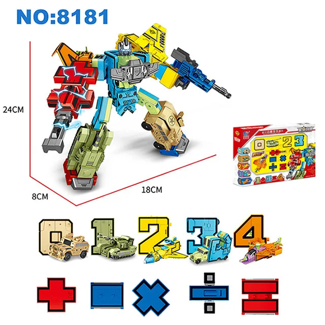 10 шт. Трансформация Номер робот игрушка строительные блоки деформация карманные морфы образовательные Фигурки игрушки для детей - Цвет: 10PCS with box