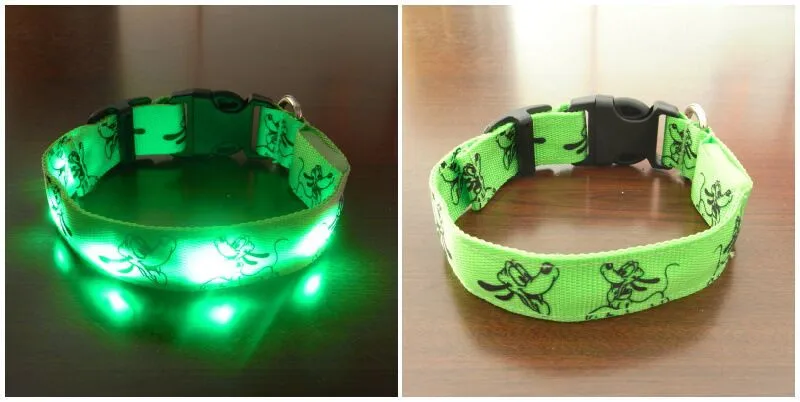 C04 ПЭТ собачий воротник вел нейлон_ Плутон дизайн для безопасности в ночное время, светодиодный свет-up мигающая светодиодная лента света ошейники для собак - Цвет: green