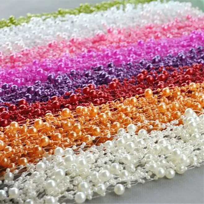 1 Meters Fishing Line Artificial Pearls Beads Chain Garland Flowers DIY Wedding Party Decoration Products Supply