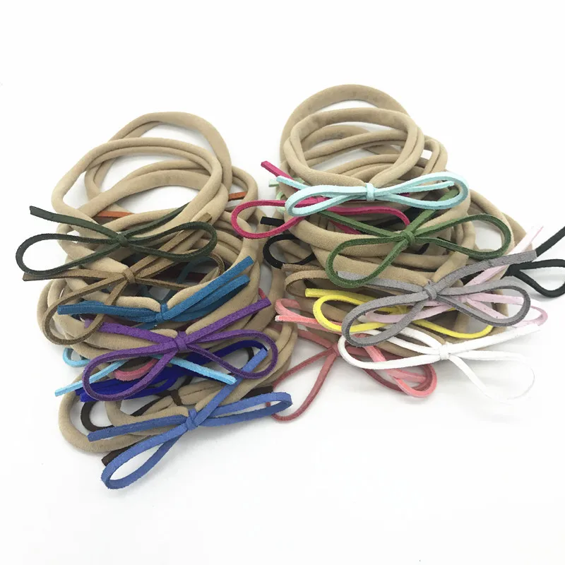 

4 Pcs/Set Fashion Solid Knot Fabric Hairbow Nylon Hair Bands For Kids Girls Elastic Soft Headband Handmade Hair Accessories