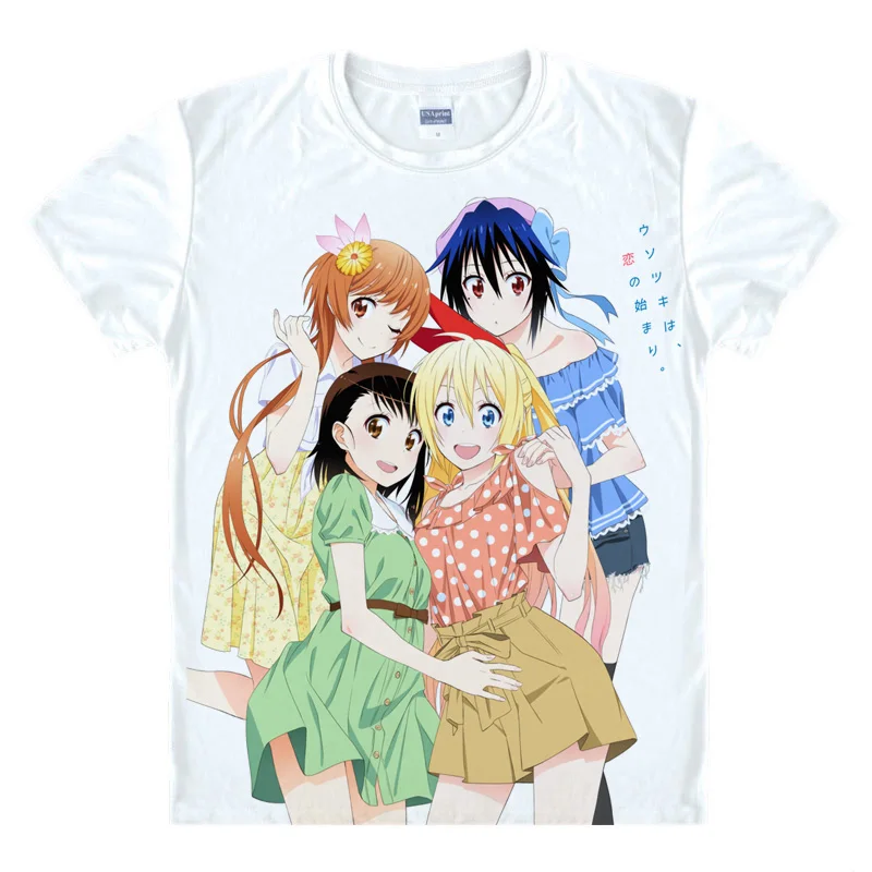 Coolprint Футболка с изображением в стиле аниме Nisekoi ложным подолом футболки