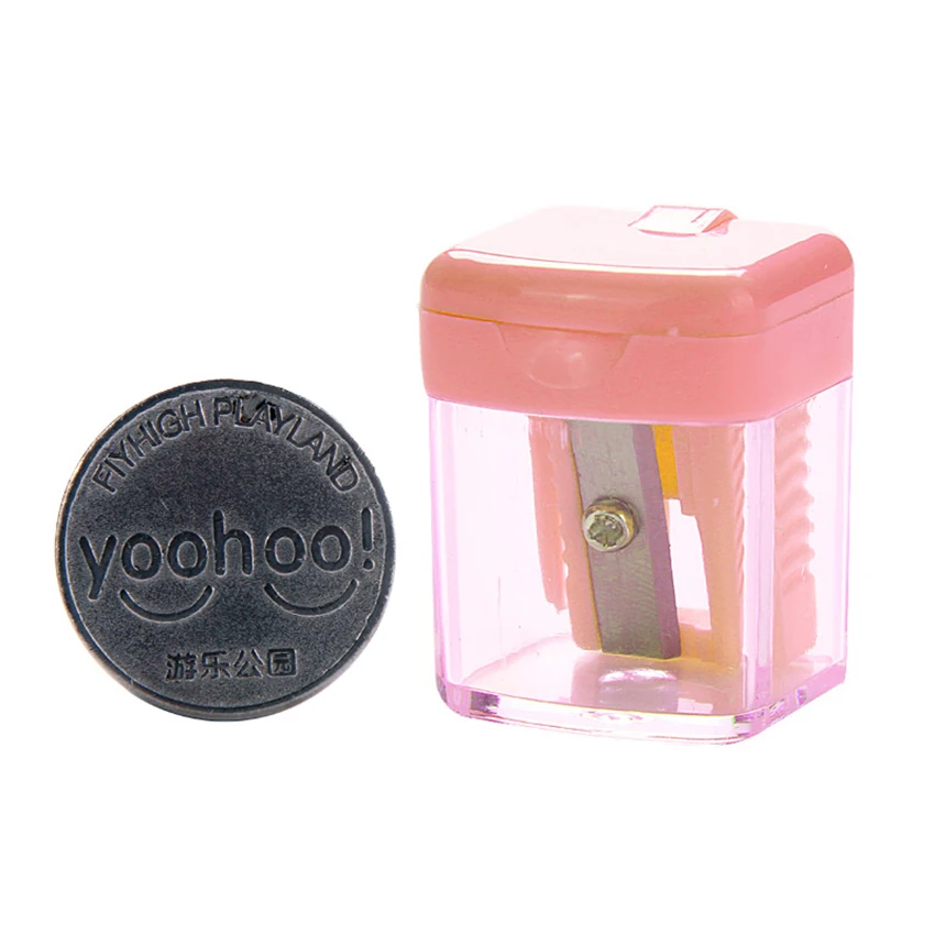 

Colorful Compact Plastic Pencil Sharpener with Clear Debris Holder & Lid Single Hole Manual Pencil Eyebrow Pencil Sharpener
