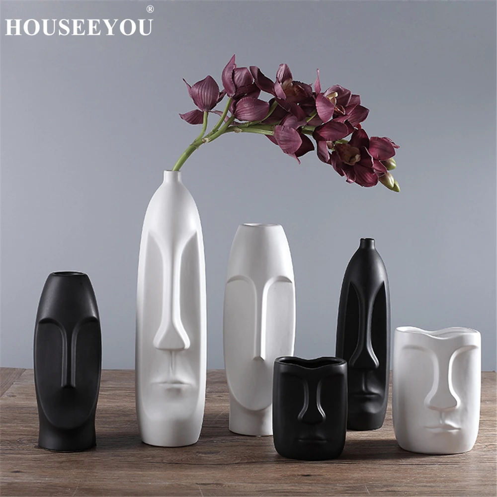 esposizioni creative Kamenda Nordisch Minimalist PE Vaso astratto spazio decorativo testa a forma di vaso blu viso umano esposizioni creative Kamenda Nordisch Minimalist PE Vaso astratto spazio decorativo testa a forma di vaso blu viso umano