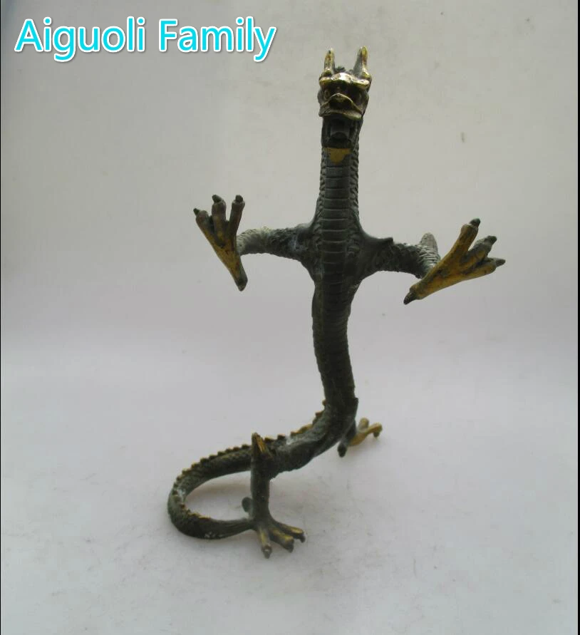 

Collectible Decoration Handwork Old Bronze Carved Dragon Statue/Antique antiques Chinese Stand Dragon Sculpture