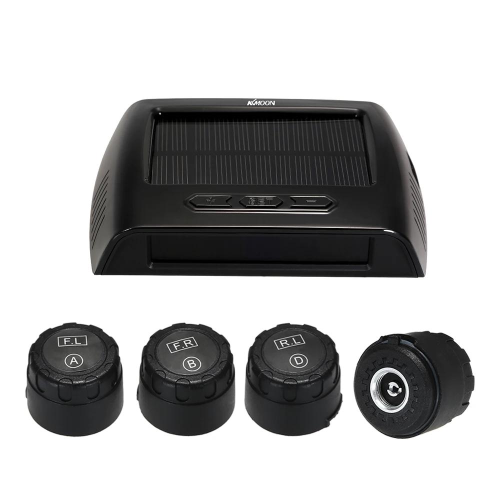 

KKmoon TPMS Wireless Real-time Tire Pressure Monitoring System Solar Energy with Clear LCD Display 4 Internal Sensors Alarm