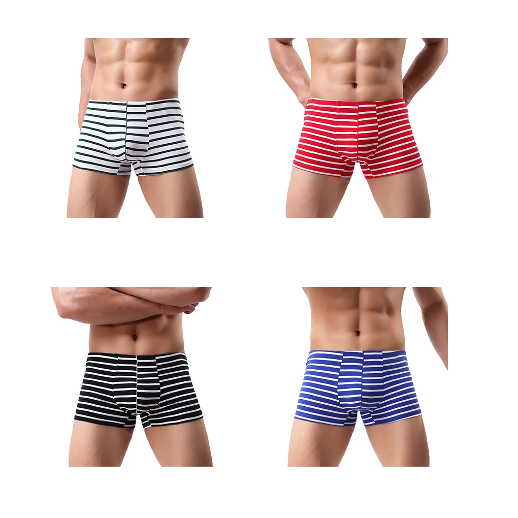 Men Stripe Four Angle Underwear Pure Cotton Sweat Absorption Box