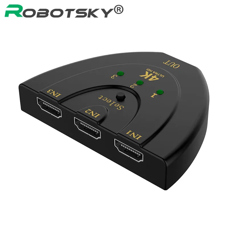 

Robotsky HDMI Splitter 3 Port HDMI Switch Switcher 3 in 1 Out 4K Hdmi Converter Adapter Cable for XBOX 360 PS3 PS4 LCD HDTV
