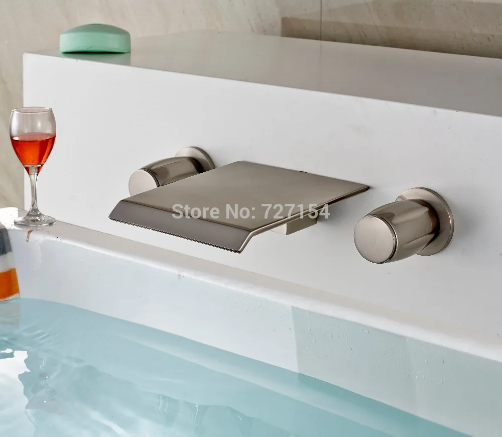 

Free Shipping Faucets New Nickel Brushed Bathroom Basin Faucet Widespread Spout Mixer Tap Wall Mounted Tub Faucet