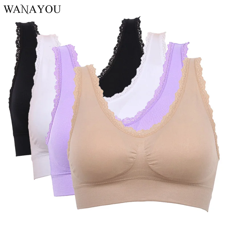 WANAYOU Women Lace Sports Bras,Plus Size Padded Breathable Fitness
