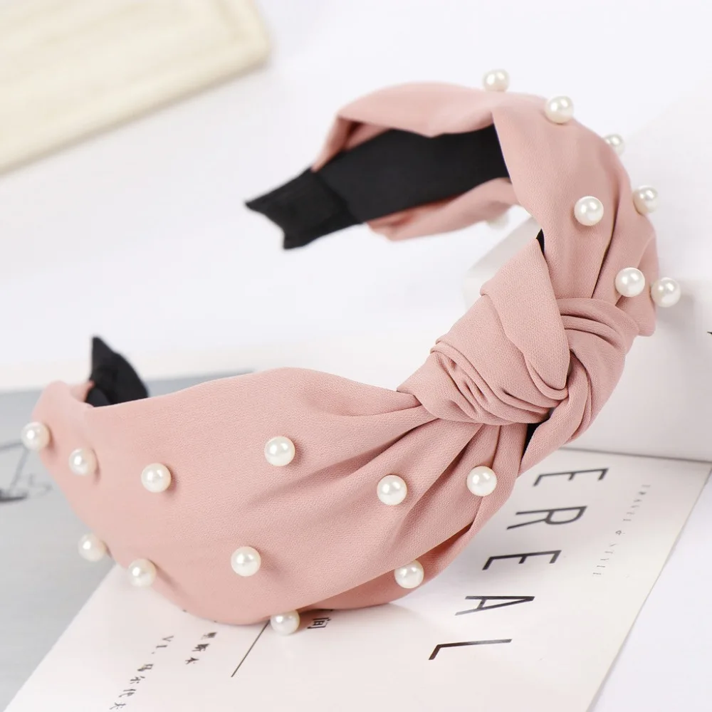 

2019 Summer headwear New Fashion Bow Knot Dot Hairband Women Hair Head Hoop Simple solid color Sweet Girls Hair Headband #7