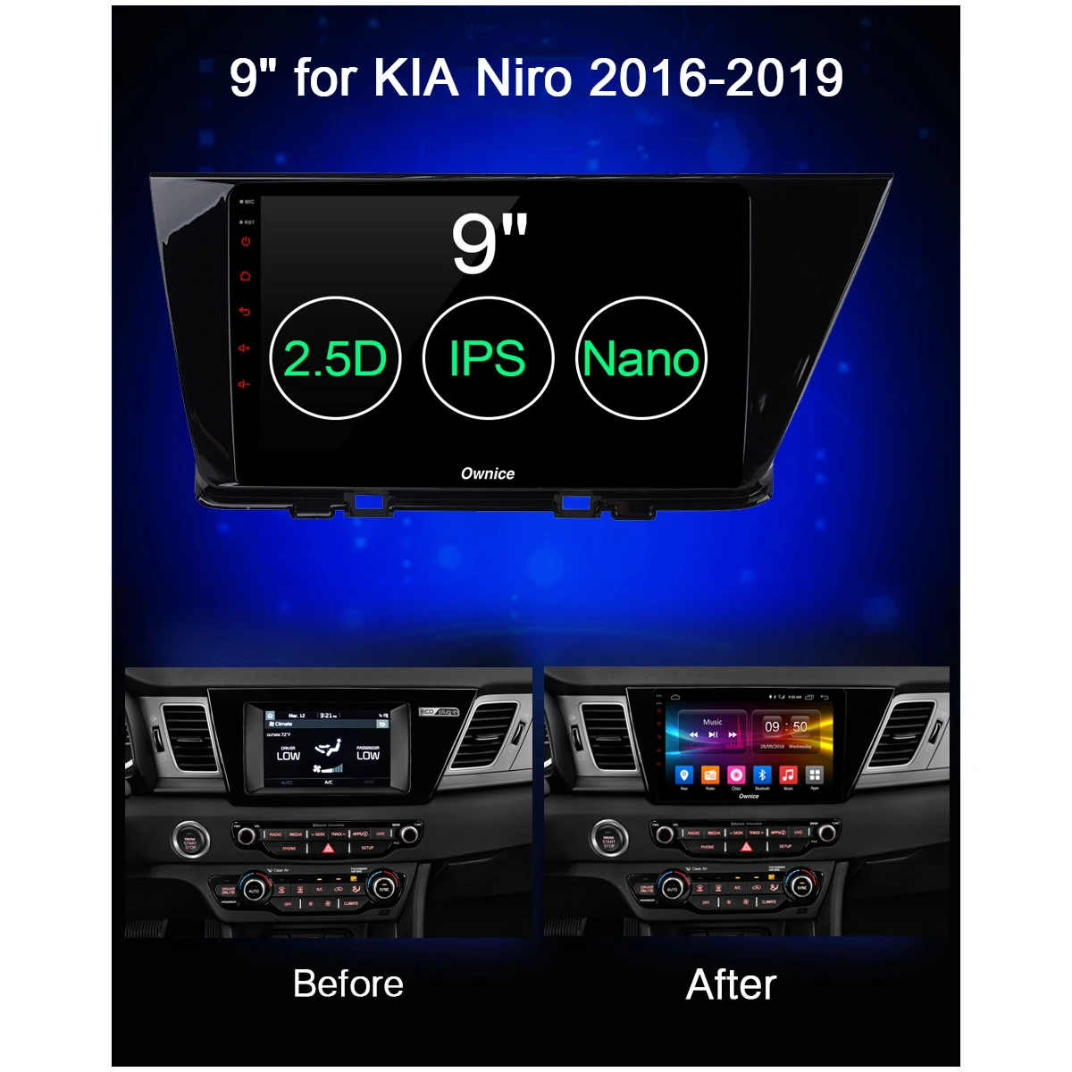 Flash Deal 9" IPS+2.5D Android 9.0 Octa 8 Core 4G+32G DSP CarPlay Car DVD Radio GPS Navigation For Kia Niro 2016 2017 2018 2019 Multimedia 5