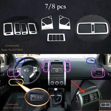 Para Nissan X-trail T31 de salida Del Aire acondicionado Ajuste de La Cubierta Decoración ABS Delantero Trasero X Trail 2008 a 2013 Car-styling accesorios