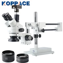 KOPPACE USB 2,0 5MP цифровая камера Тринокулярный Стерео зум микроскоп WF10X/20 окуляров 3.5X-90X увеличение светодиодный кольцевой свет