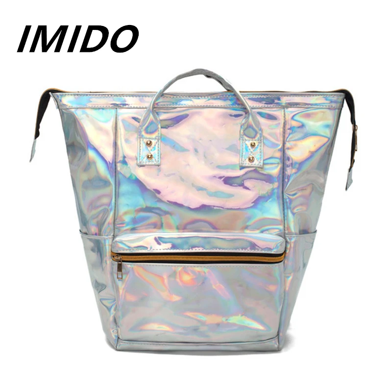 

IMIDO 2019 Spring Summer New Style Tide College Style Reflective Laser Harajuku Soft Sister Personality Female Backpack Trave