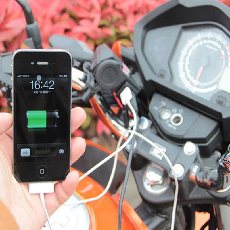 10 шт. водонепроницаемый USB адаптер на руль мотоцикла скутера или прикуривателя|moto