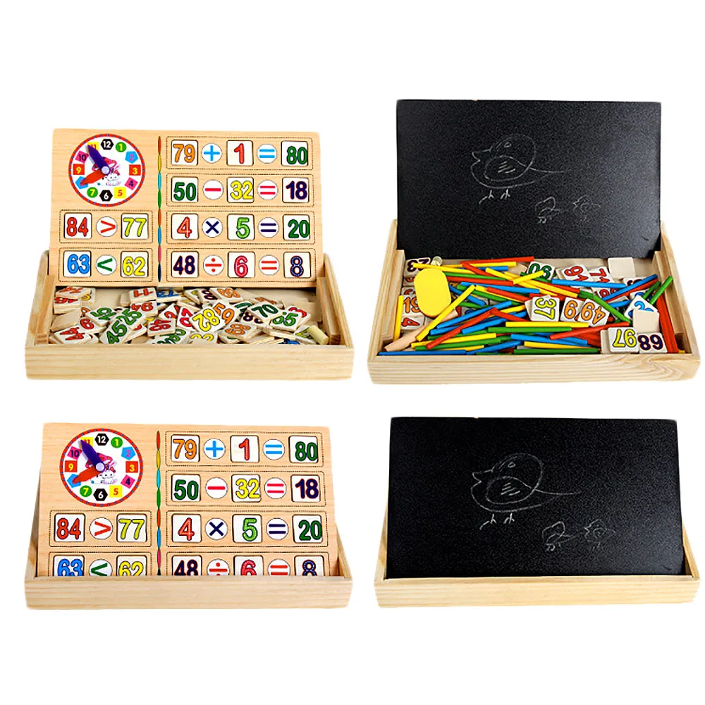 

Wooden Toys Educational Baby Montessori Math Children Puzzle Stick Clock