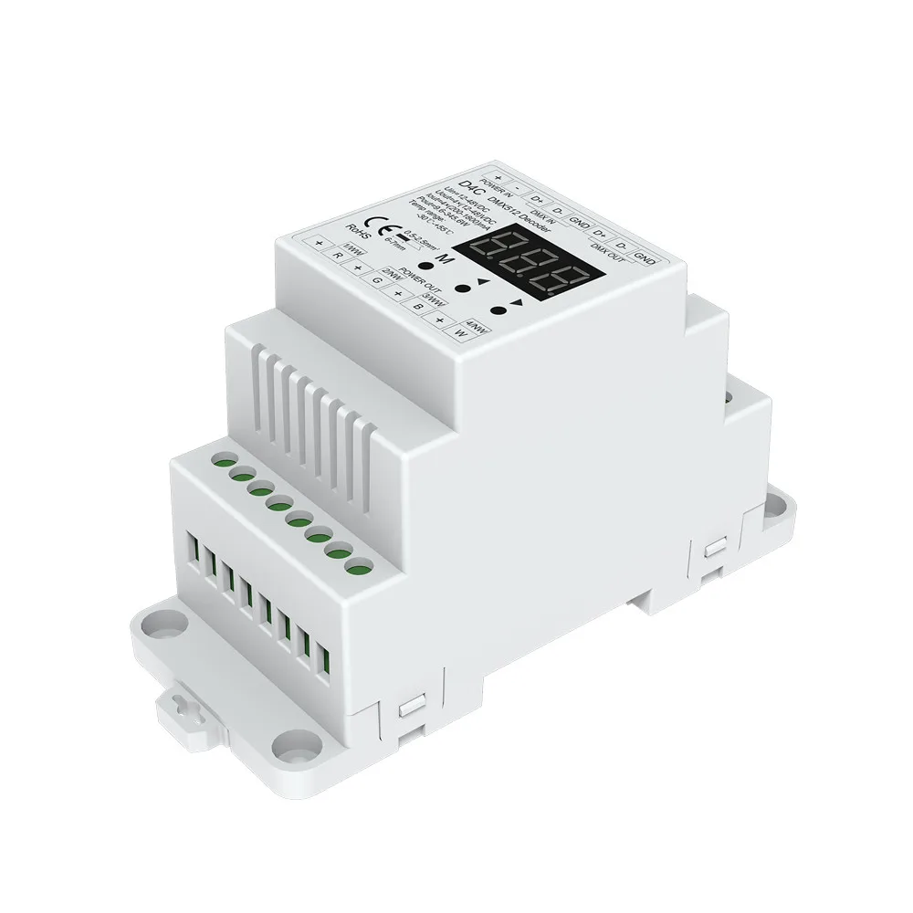Din rail Mounted 4 Channel Constant Current DMX512 Decoder RGB/RGBW controller 4 Channel Dimming