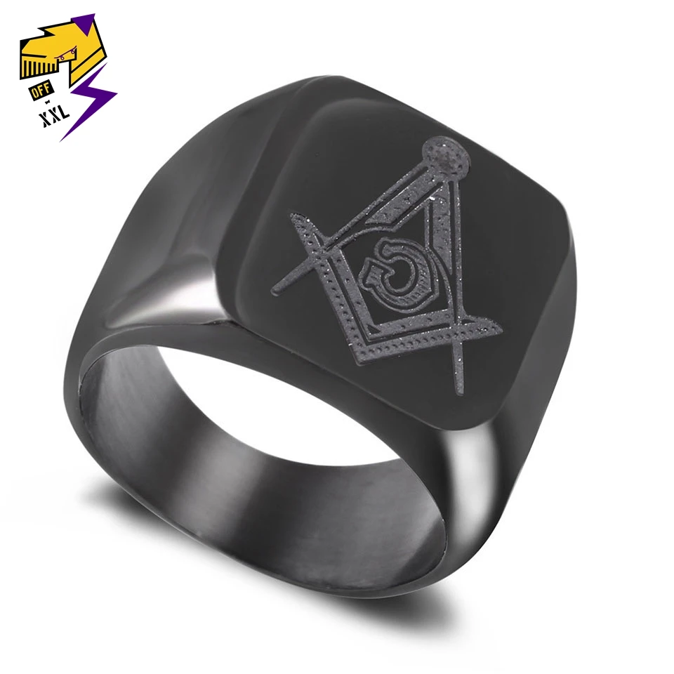 Черное масонское кольцо из нержавеющей стали для мужчин Master Masonic Signet Free Mason