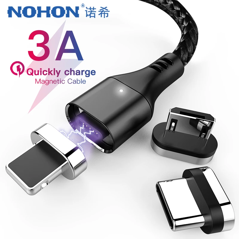 NOHON 3A супер быстрая зарядка Магнитный кабель для iphone 7 8 X XS MAX XR Micro usb type C для samsung huawei Xiaomi 9 линия зарядного устройства