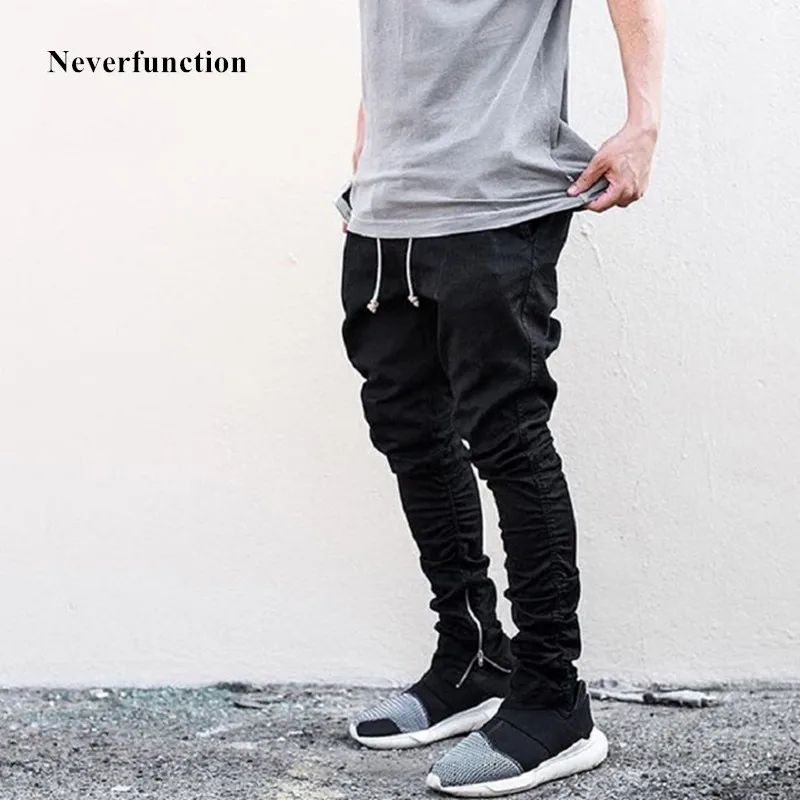 

Streetwear Men Slim fit Harem Joggers Pants High quality Fashion Justin bieber Hip Hop Elastic Waist Side zipper Casual Trouser