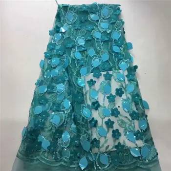 

New French Nigerian sequins net lace,African tulle mesh Sequence lace fabric high quality for evening dress 5yards/lot
