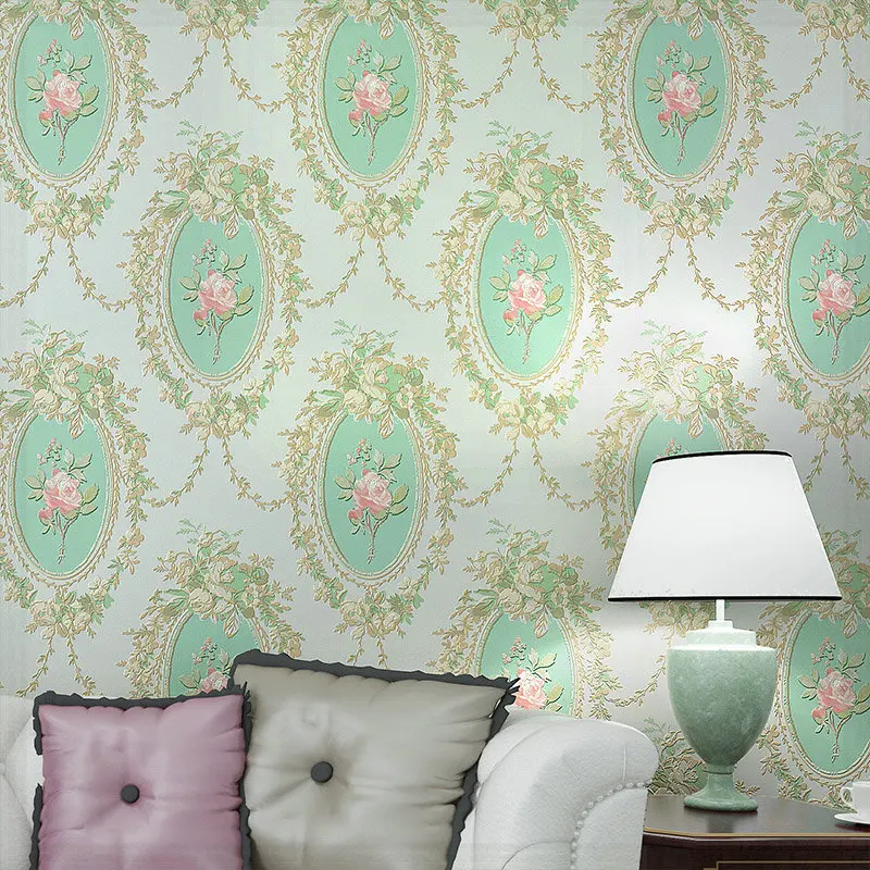American Vintage Rustic Wall Art Non woven Wallpaper Sofa Background Green Wallpapers Design Modern Textured Paper Roll 10M |