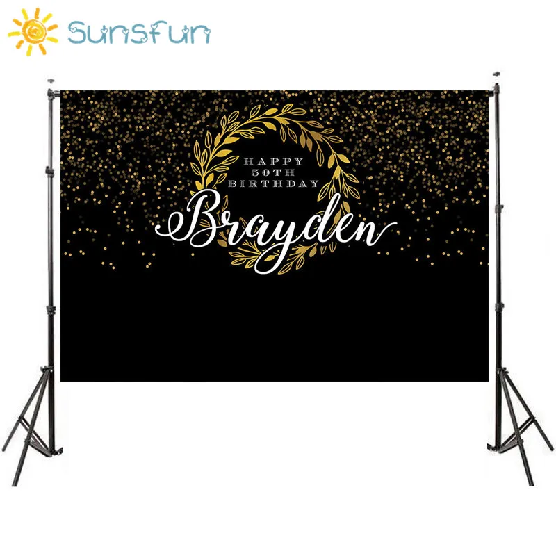 Sunsfun 7x5ft Профессиональный день рождения фон черный низ в Золотой горошек Блеск боке фон фотостудия Photobooth Photocall