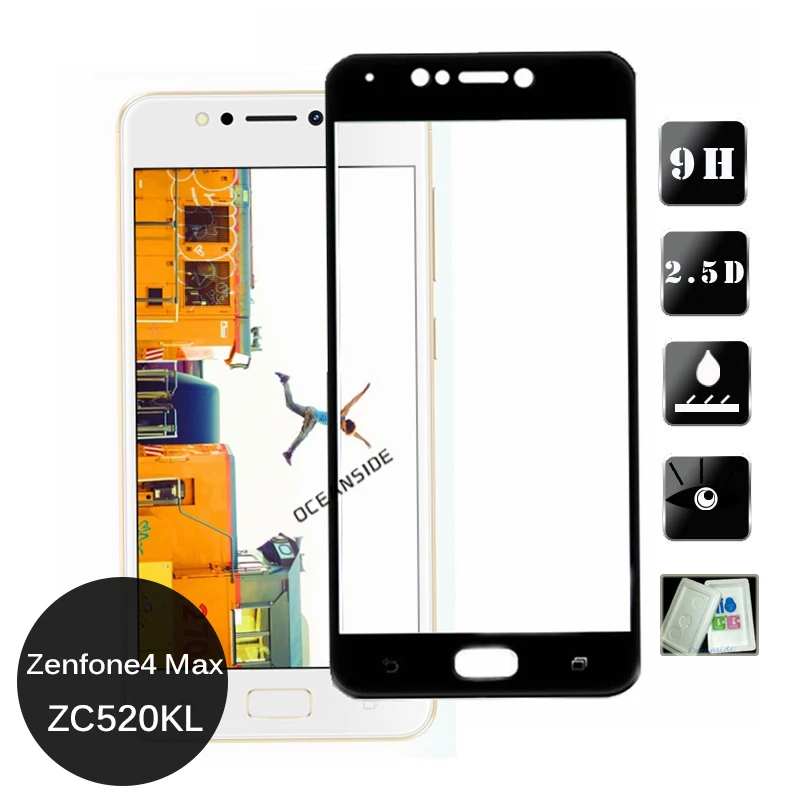 

2Pcs For Asus Zenfone 4 Max Zc520KL Full Cover Tempered Glass Screen Protector 9h Safety Cover Film on ZC520 KL
