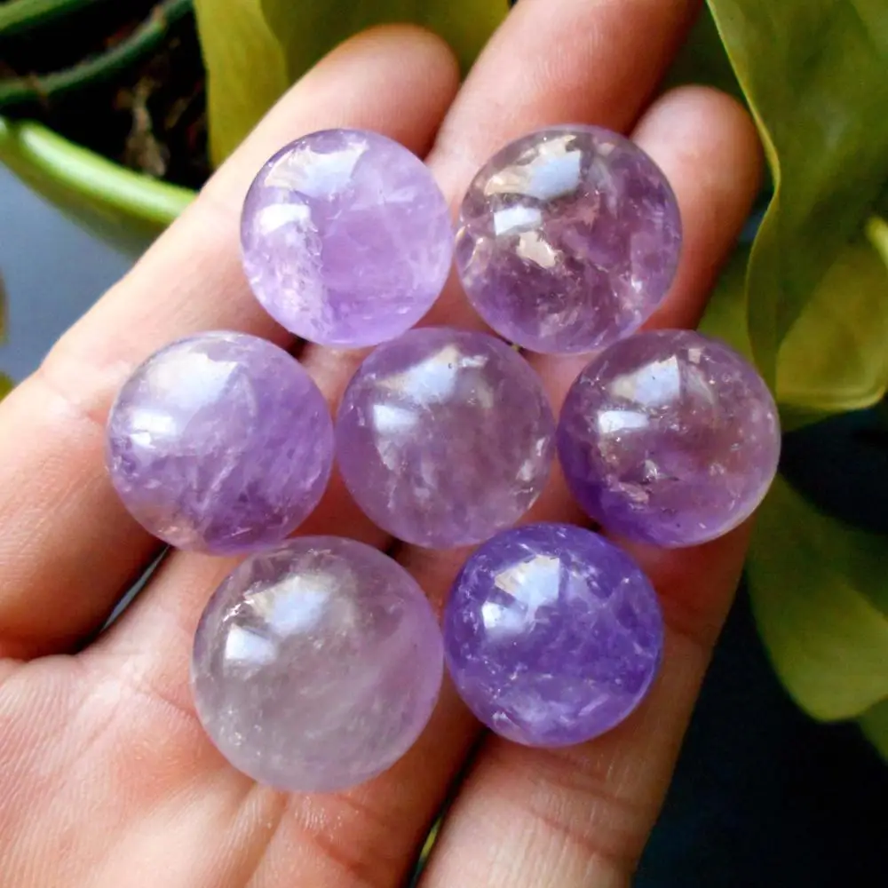 

BEST!!! 52g 7Pcs NATURAL AMETHYST QUARTZ CRYSTAL SPHERE BALL HEALING