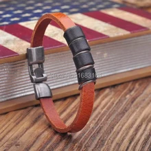 G161 коричневые кожаные конопли Плетеный Серфер браслет наручная повязка наручник металлическая застежка Новинка для мужчин
