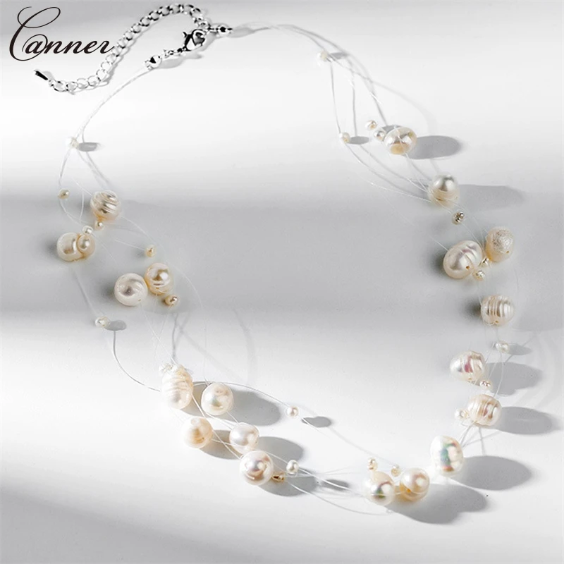 Elegant White Freshwater Pearl Necklace Women Choker Multi Layered Necklaces Wedding Party Jewelry Gifts collier femme Q3