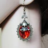 Women Earrings Fashion Punk Retro Bronze Pirate Skull Cross Bones Poison Dangle Flower Rhinestone Hook Drop Earring Lady Vintage 3