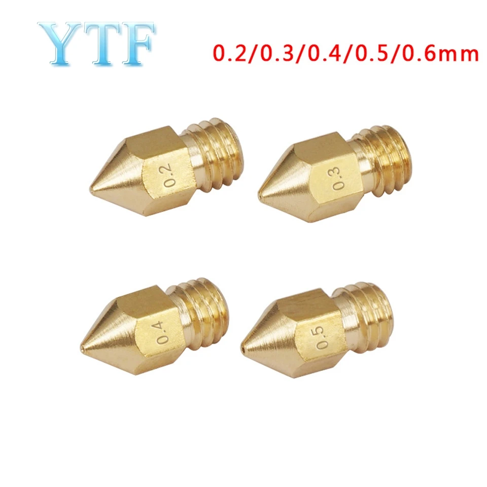 3D Printers Parts MK7 MK8 Nozzle 0.2 0.3 0.4 0.5 0.6 0.8mm Copper Extruder Threaded 1.75mm Filament Head Brass Nozzles Part