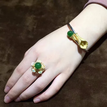 

Natural nephrite yu two piece suit,