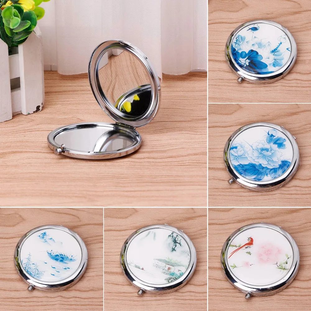 Exquisite Chinese Blue And White Porcelain Portable Mini Pocket Makeup