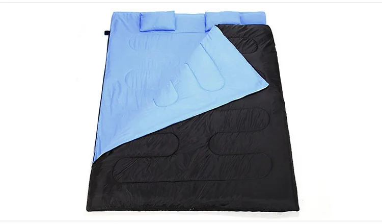 Легкий осенне-зимний толстый теплый двойной спальный мешок для кемпинга, походов, альпинизма, спальные мешки с подушками, конверт, сумка