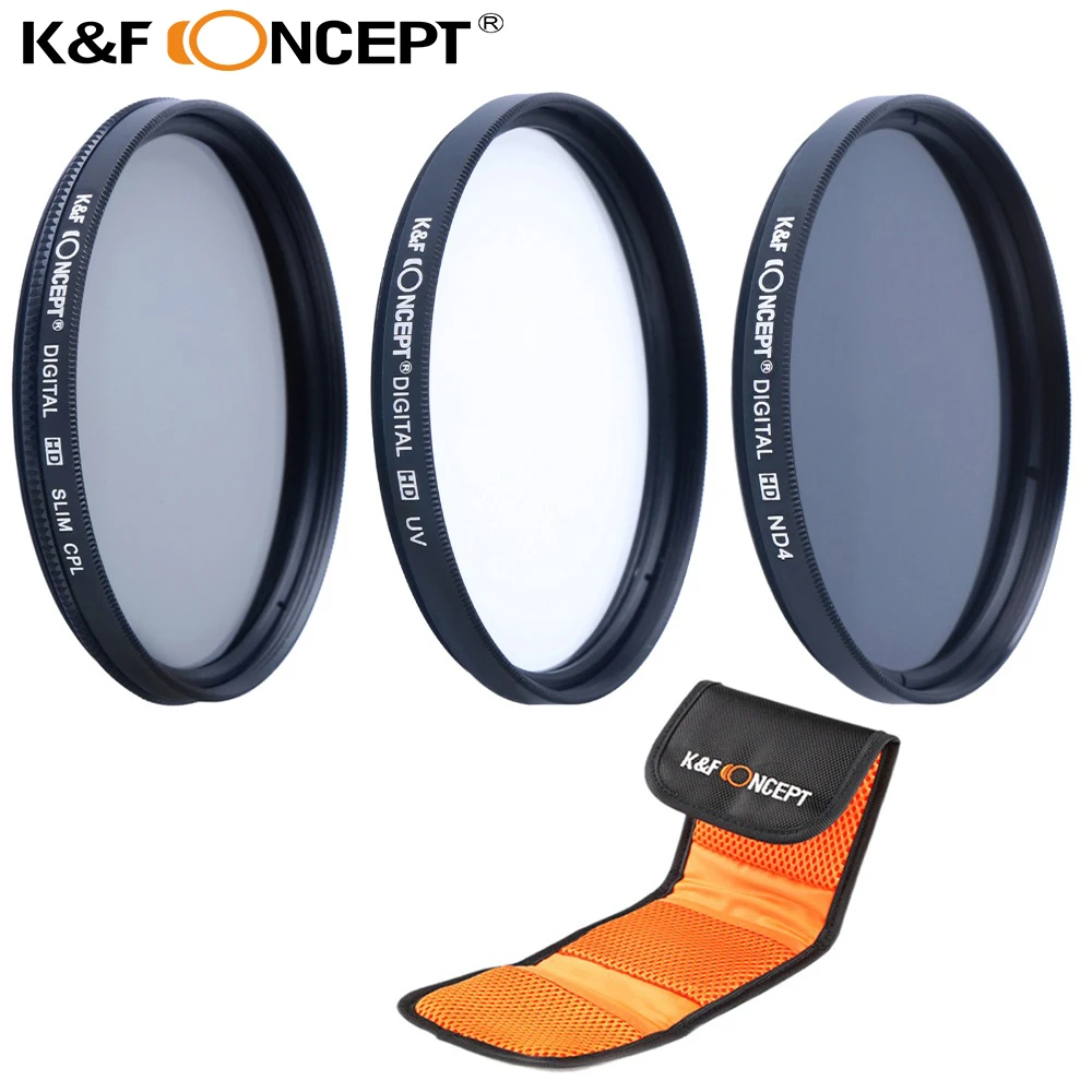 

K&F CONCEPT 52mm CPL Polarizer UV ND4 Filter Kit for Nikon D3300 D5300 Nikkor AF-S 18-55mm F3.5-5.6G VRD Camera Lens Filter