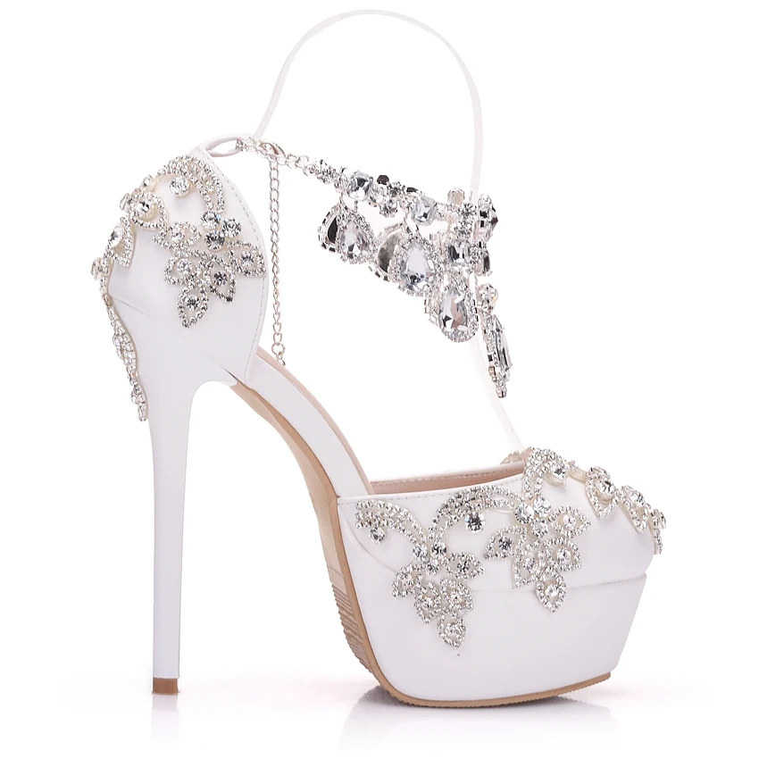 Женские босоножки со стразами туфли лодочки на платформе и высоком каблуке|heels high